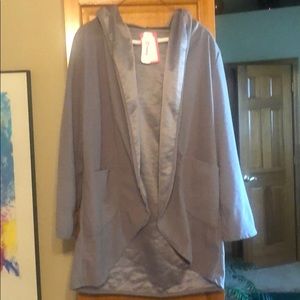 Grey hooded overcoat